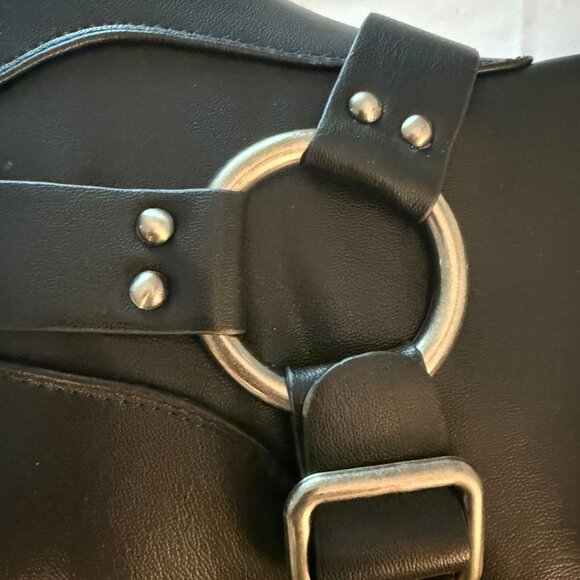 Extra Wide Calf Knee High Black Faux Leather Women's Sz 10W Biker Style NIB - Picture 4 of 7